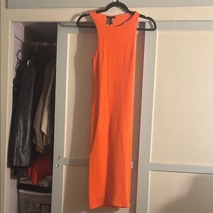 Forever 21 Bold Orange Sleeveless Midi Dress